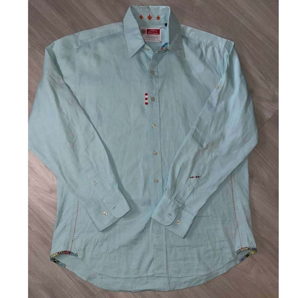Robin Graham Mens Light Blue Button Down Shirt Luxuriously Soft Imported Cotton